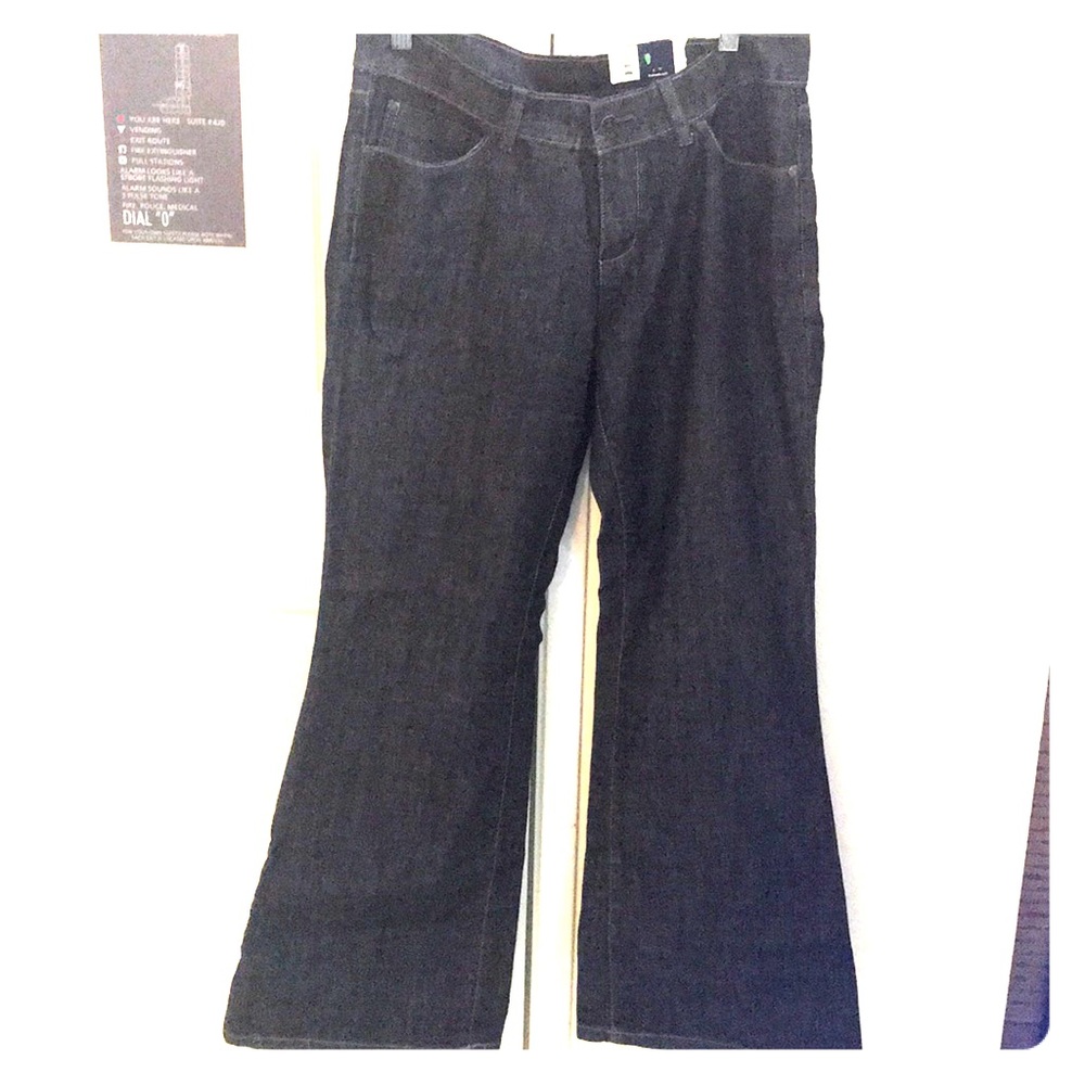 - faded glory wide flare dark wash y2k jeans in black s 10p
